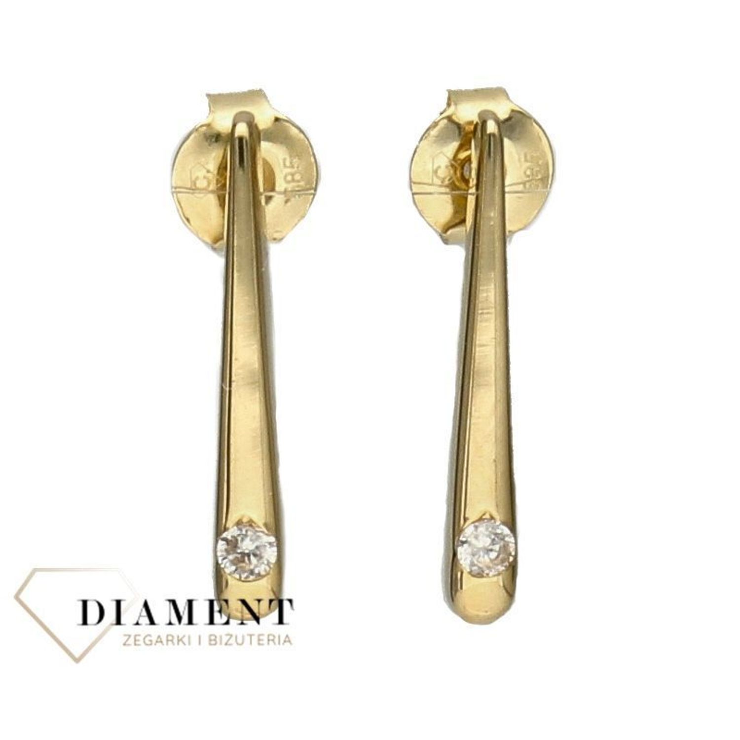 Kolczyki złote pałeczki na sztyft 585.jpg